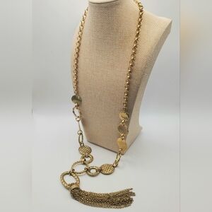 Chicos Necklace Matte Gold Long Tassel